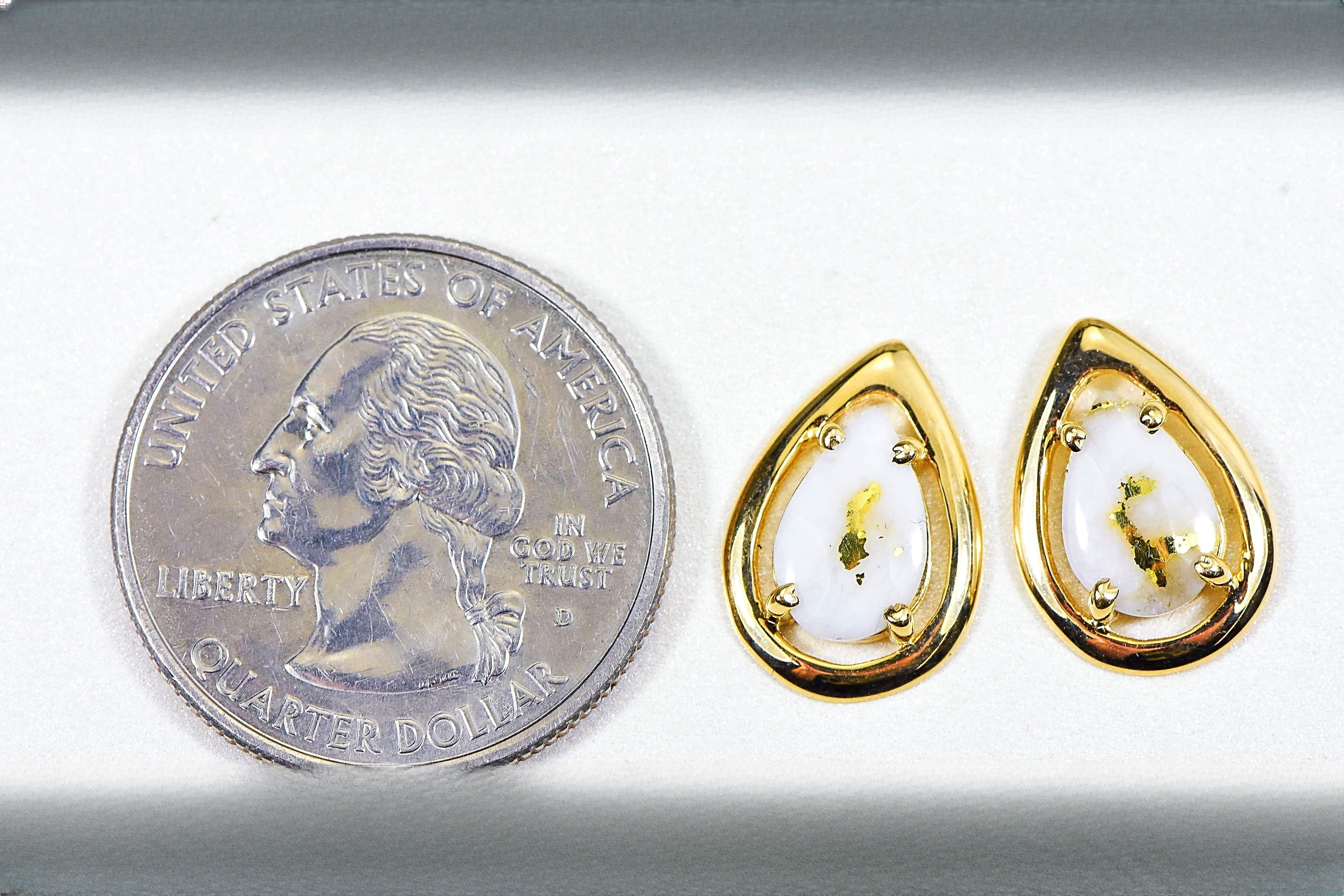 Gold Quartz Earrings "Orocal" EN442MQ Genuine Hand Crafted Jewelry - 14K Gold Casting