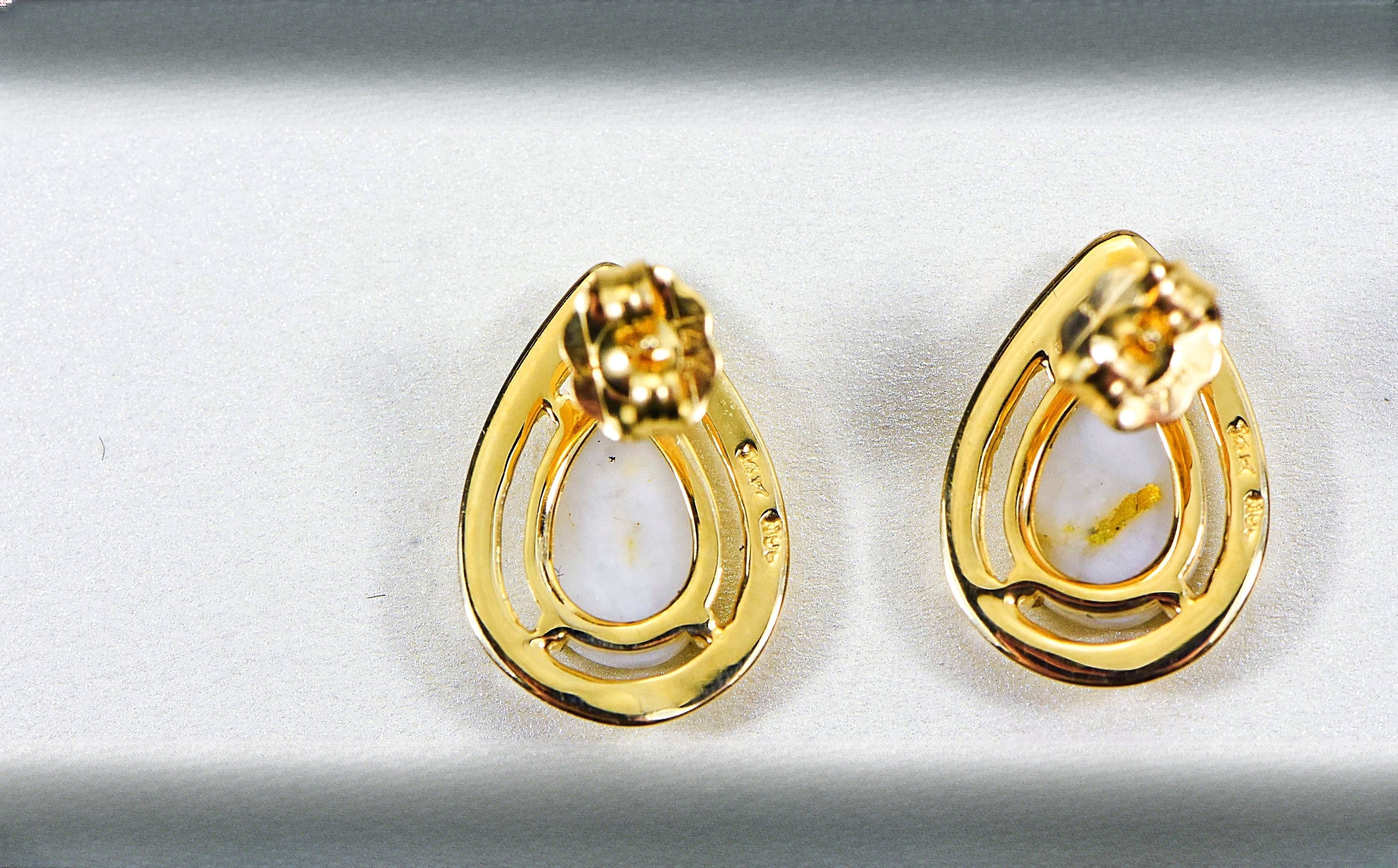 Gold Quartz Earrings "Orocal" EN442MQ Genuine Hand Crafted Jewelry - 14K Gold Casting