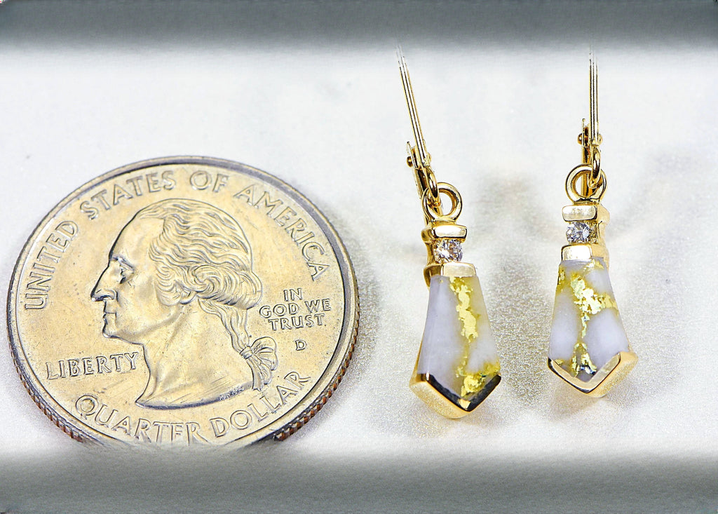Gold Quartz Earrings "Orocal" EN641D8Q/LB Genuine Hand Crafted Jewelry - 14K Gold Casting