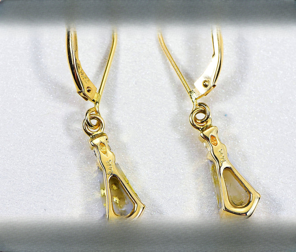 Gold Quartz Earrings "Orocal" EN641D8Q/LB Genuine Hand Crafted Jewelry - 14K Gold Casting