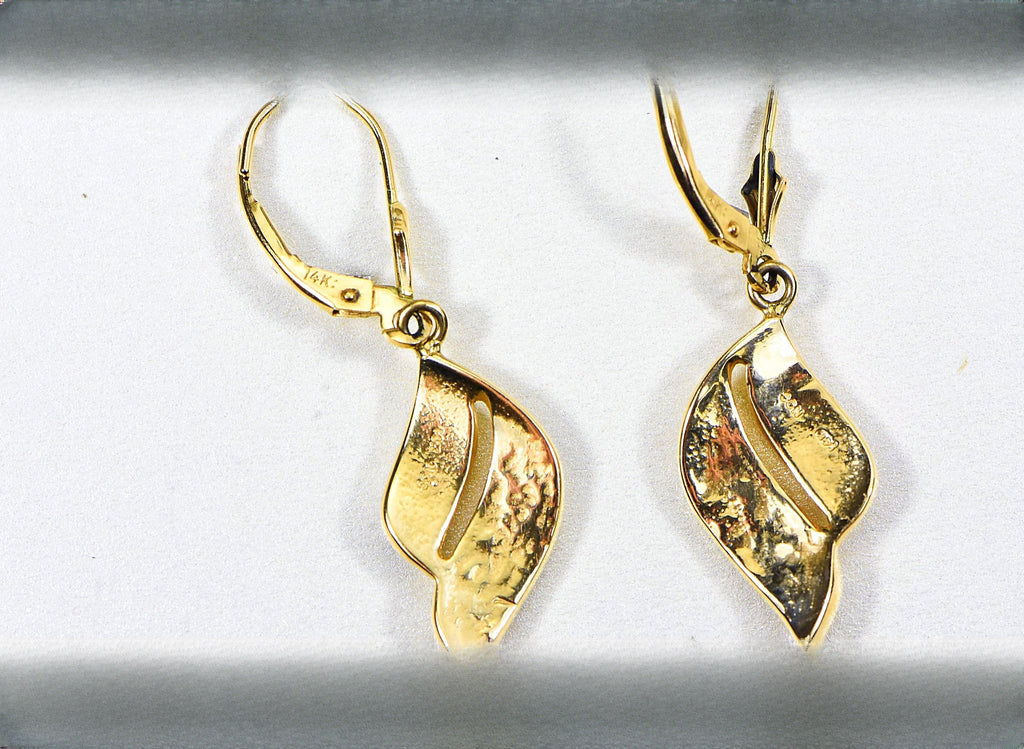 Gold Quartz Earrings "Orocal" EN645Q/LB Genuine Hand Crafted Jewelry - 14K Gold Casting