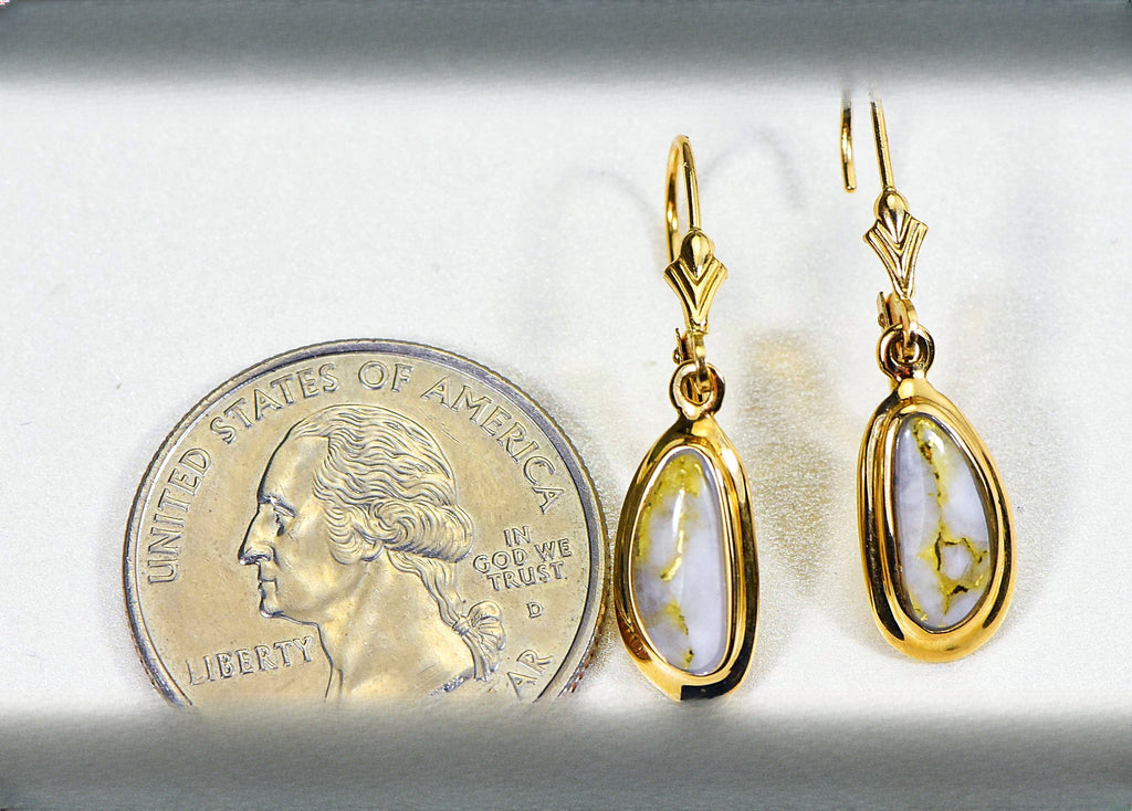 Gold Quartz Earrings "Orocal" EN762Q/LB Genuine Hand Crafted Jewelry - 14K Gold Casting