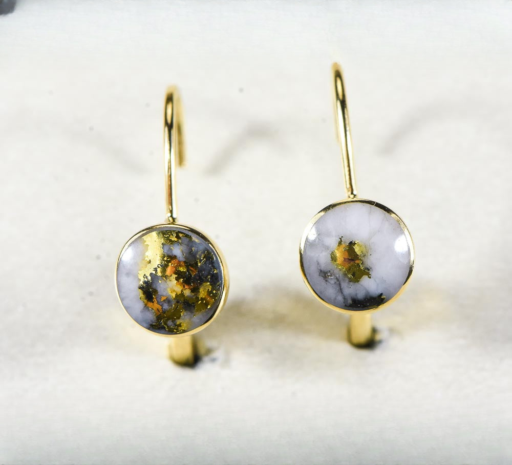 Gold Quartz Earrings "Orocal" ELBBZ6MMQ Genuine Hand Crafted Jewelry - 14K Gold Casting