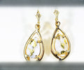 Gold Quartz Earrings "Orocal" EN774Q/LB Genuine Hand Crafted Jewelry - 14K Gold Casting