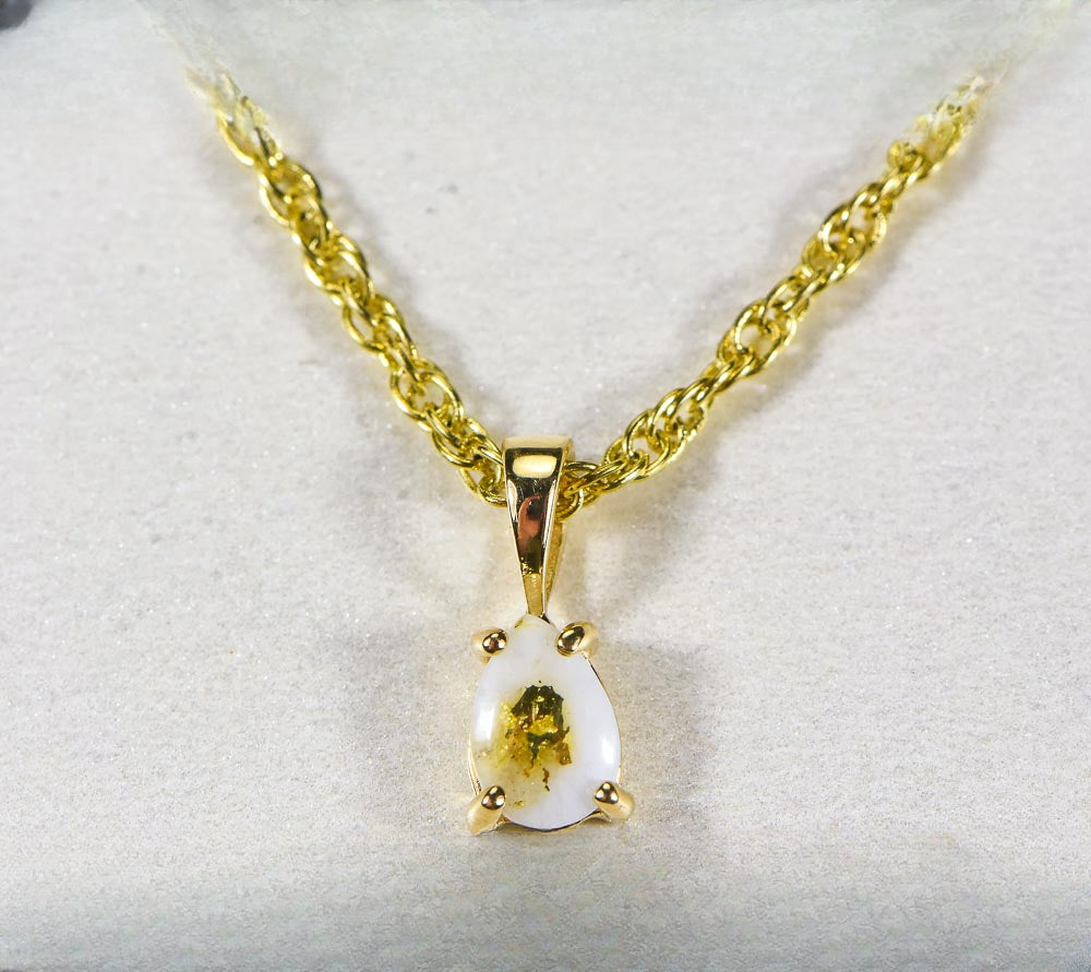 Gold Quartz Pendant  "Orocal" P7*5QX Genuine Hand Crafted Jewelry - 14K Gold Yellow Gold Casting