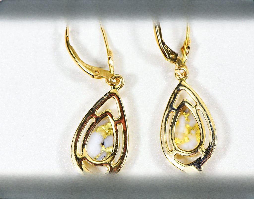 Gold Quartz Earrings "Orocal" EN774Q/LB Genuine Hand Crafted Jewelry - 14K Gold Casting