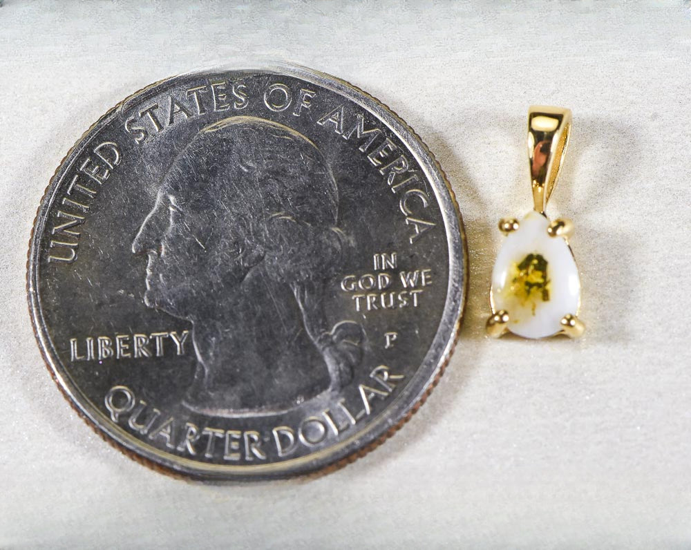 Gold Quartz Pendant  "Orocal" P7*5QX Genuine Hand Crafted Jewelry - 14K Gold Yellow Gold Casting