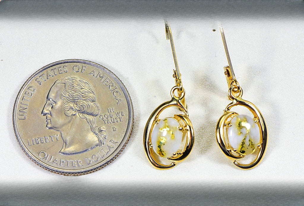 Gold Quartz Earrings "Orocal" EN805Q/LB Genuine Hand Crafted Jewelry - 14K Gold Casting