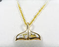 Gold Quartz Pendant Whales Tail "Orocal" PAJWT301QX Genuine Hand Crafted Jewelry - 14K Gold Yellow Gold Casting
