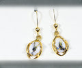 Gold Quartz Earrings "Orocal" EN805XSQ/WD Genuine Hand Crafted Jewelry - 14K Gold Casting