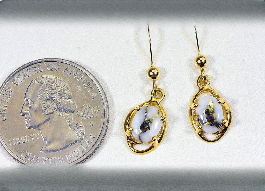 Gold Quartz Earrings "Orocal" EN805XSQ/WD Genuine Hand Crafted Jewelry - 14K Gold Casting