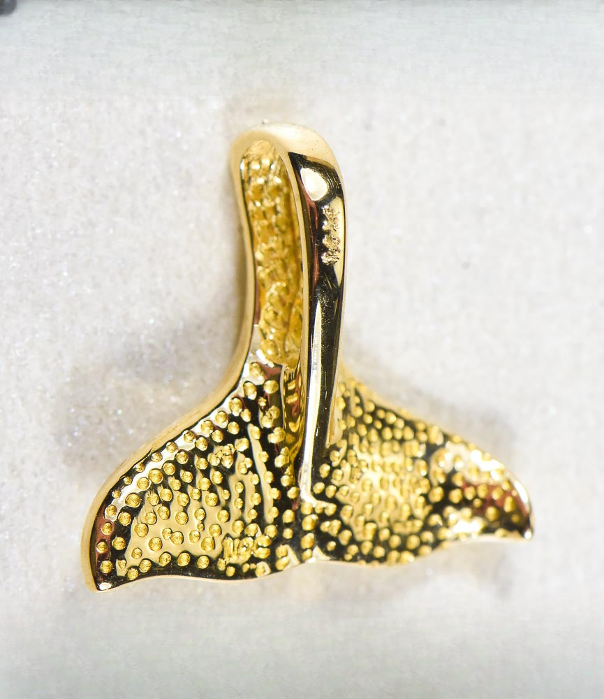 Gold Quartz Pendant Whales Tail "Orocal" PDLWT112NQ Genuine Hand Crafted Jewelry - 14K Gold Yellow Gold Casting