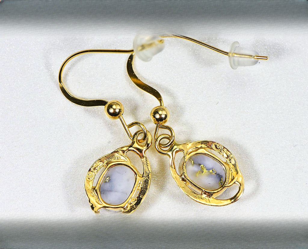 Gold Quartz Earrings "Orocal" EN805XSQ/WD Genuine Hand Crafted Jewelry - 14K Gold Casting
