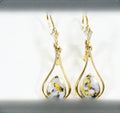 Gold Quartz Earrings "Orocal" EN869Q/LB Genuine Hand Crafted Jewelry - 14K Gold Casting