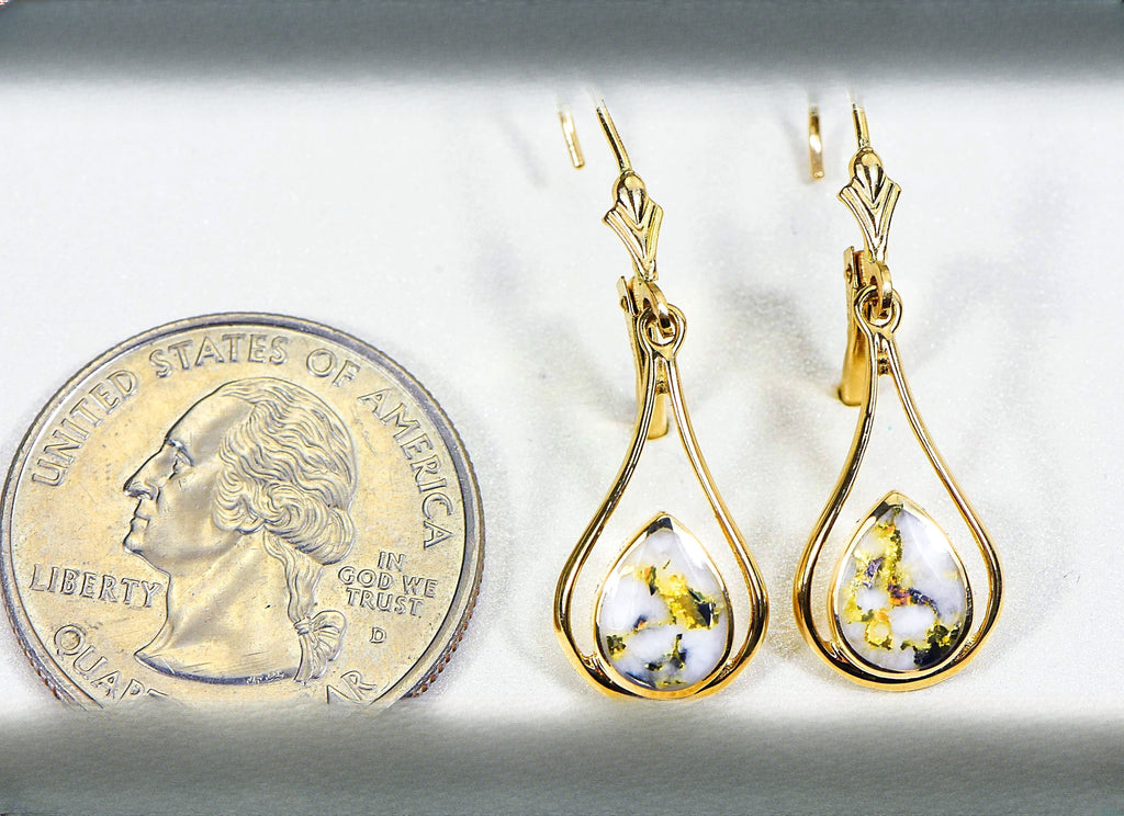 Gold Quartz Earrings "Orocal" EN869Q/LB Genuine Hand Crafted Jewelry - 14K Gold Casting