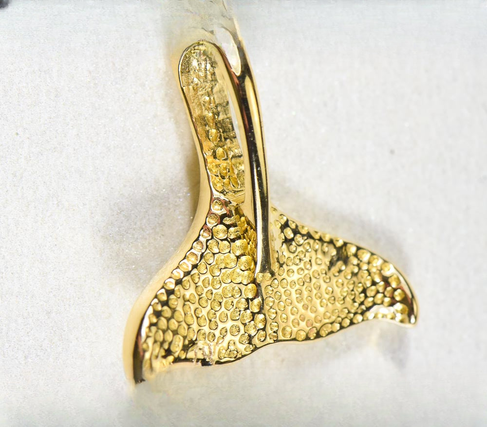 Gold Quartz Pendant Whales Tail "Orocal" PDLWT113NQ Genuine Hand Crafted Jewelry - 14K Gold Yellow Gold Casting