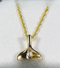 Gold Quartz Pendant Whales Tail "Orocal" PDLWT13QX Genuine Hand Crafted Jewelry - 14K Gold Yellow Gold Casting