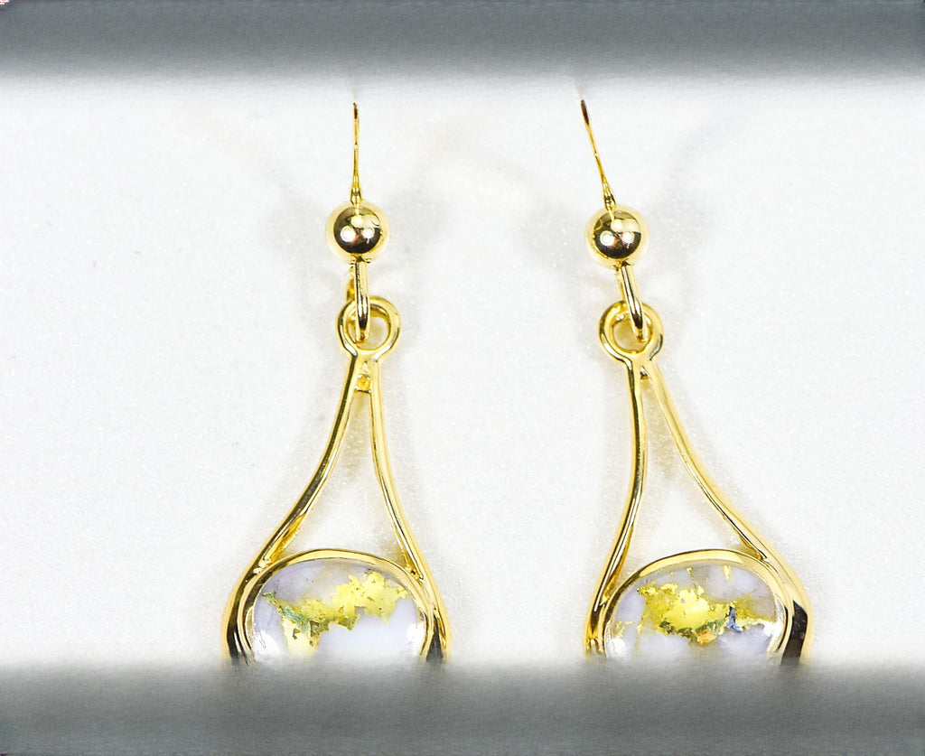 Gold Quartz Earrings "Orocal" EN871Q/WD Genuine Hand Crafted Jewelry - 14K Gold Casting