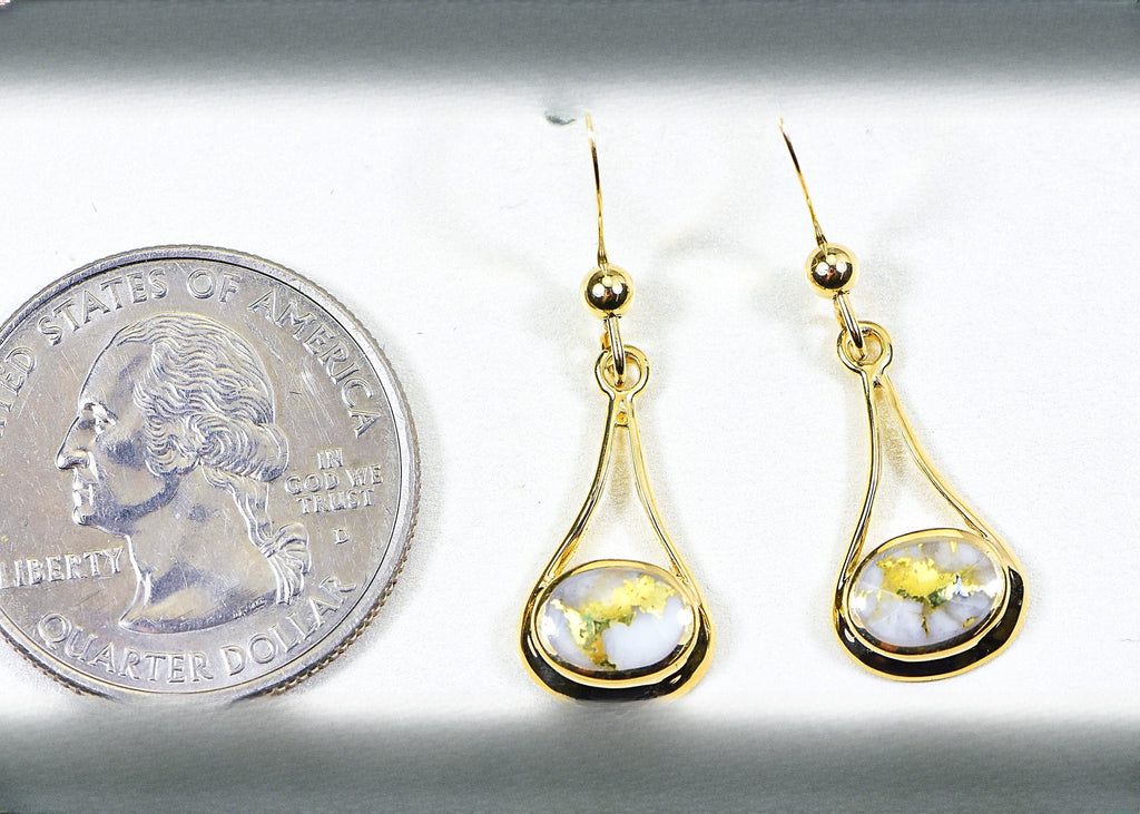 Gold Quartz Earrings "Orocal" EN871Q/WD Genuine Hand Crafted Jewelry - 14K Gold Casting