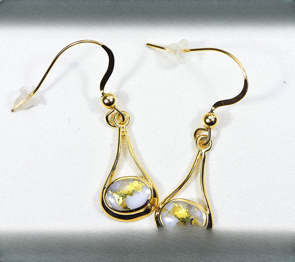 Gold Quartz Earrings "Orocal" EN871Q/WD Genuine Hand Crafted Jewelry - 14K Gold Casting