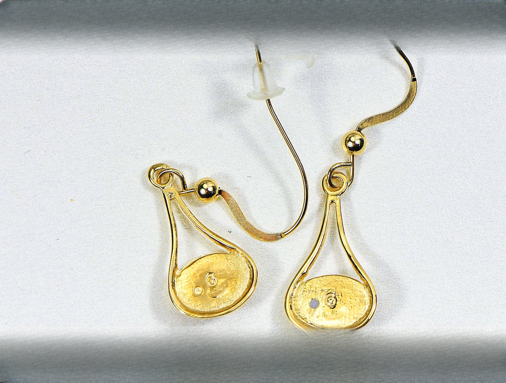 Gold Quartz Earrings "Orocal" EN871Q/WD Genuine Hand Crafted Jewelry - 14K Gold Casting