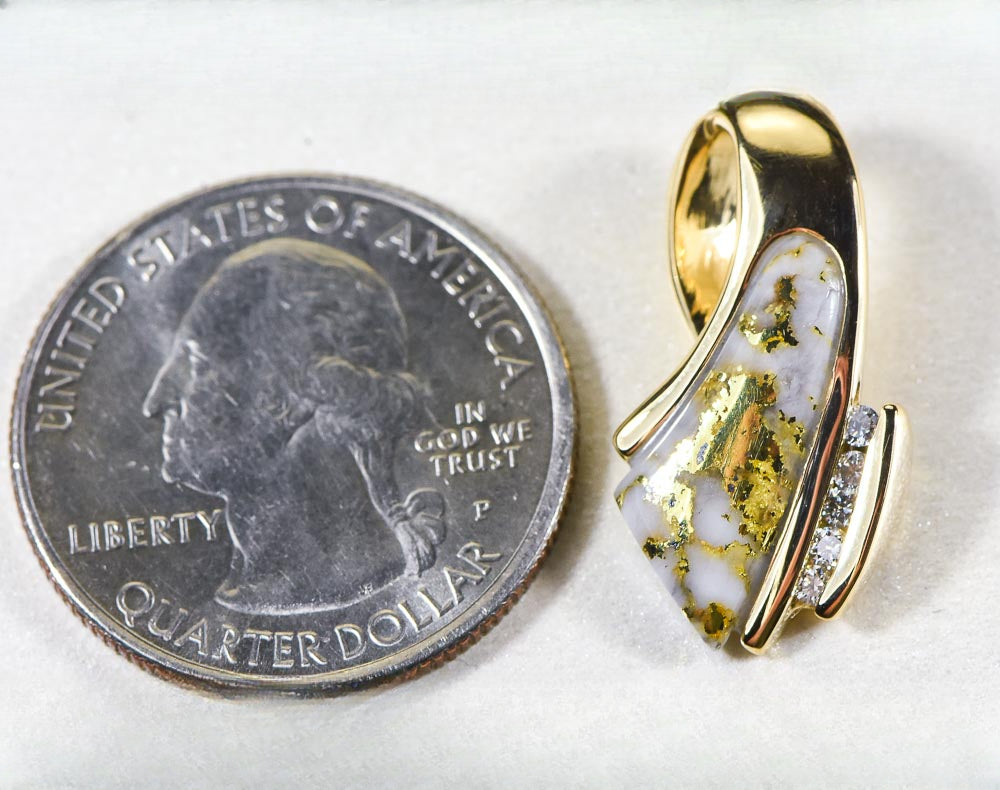 Gold Quartz Pendant "Orocal" PDL4SD10QX Genuine Hand Crafted Jewelry - 14K Gold Yellow Gold Casting