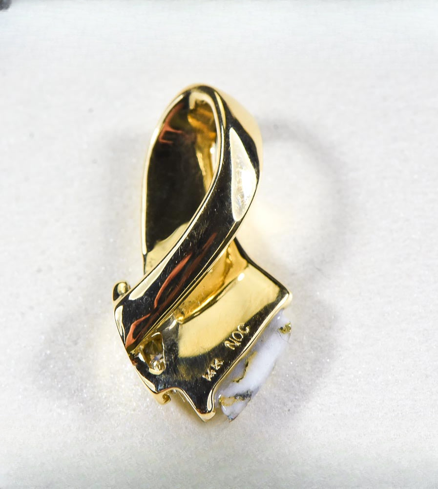 Gold Quartz Pendant "Orocal" PDL4SD10QX Genuine Hand Crafted Jewelry - 14K Gold Yellow Gold Casting
