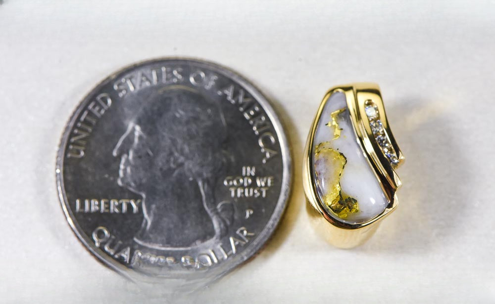 Gold Quartz Pendant "Orocal" PDL47SD8QX Genuine Hand Crafted Jewelry - 14K Gold Yellow Gold Casting
