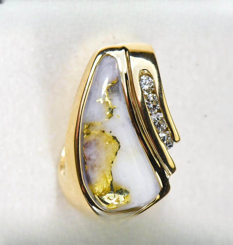 Gold Quartz Pendant "Orocal" PDL47SD8QX Genuine Hand Crafted Jewelry - 14K Gold Yellow Gold Casting