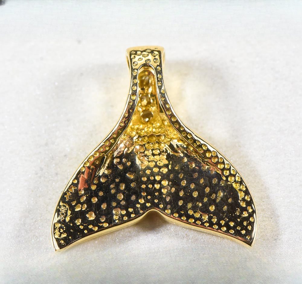 Gold Nugget Pendant Whales Tail "Orocal" PDLWT16SDN Genuine Hand Crafted Jewelry - 14K Gold Yellow Gold Casting