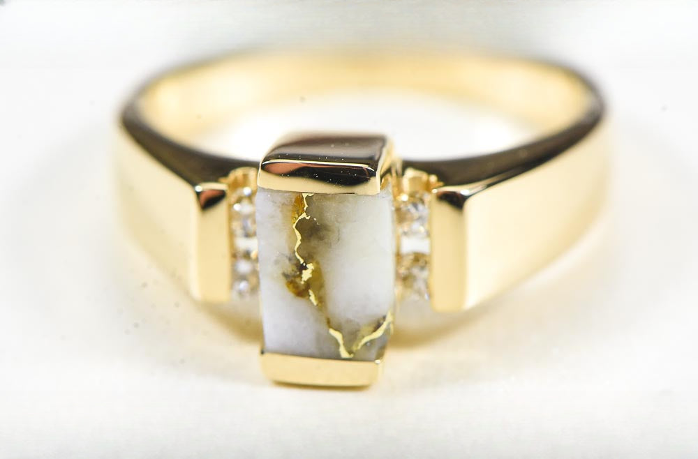 Gold Quartz Ring "Orocal" RLDL50D12Q Genuine Hand Crafted Jewelry - 14K Gold Casting