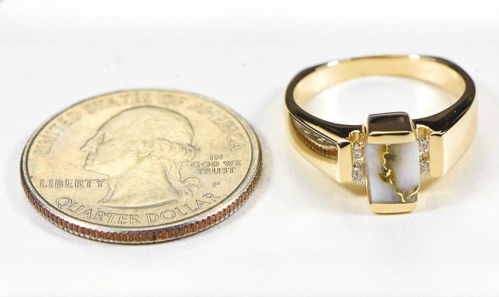 Gold Quartz Ring "Orocal" RLDL50D12Q Genuine Hand Crafted Jewelry - 14K Gold Casting