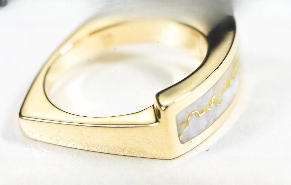 Gold Quartz Ring "Orocal" RL837Q Genuine Hand Crafted Jewelry - 14K Gold Casting