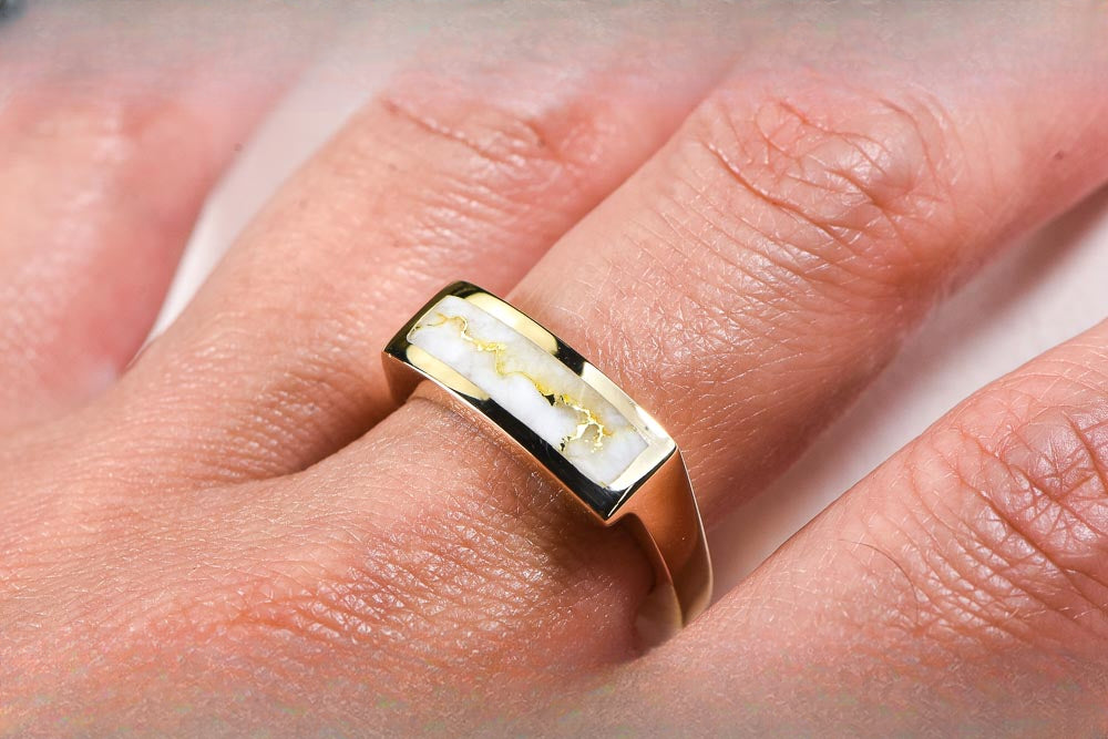 Gold Quartz Ring "Orocal" RL837Q Genuine Hand Crafted Jewelry - 14K Gold Casting
