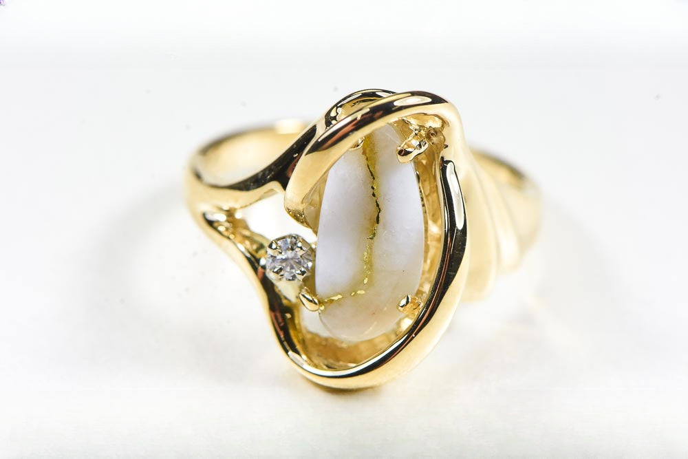 Gold Quartz Ring "Orocal" RL784DQ Genuine Hand Crafted Jewelry - 14K Gold Casting