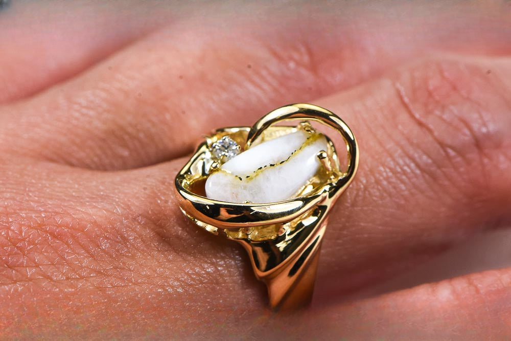 Gold Quartz Ring "Orocal" RL784DQ Genuine Hand Crafted Jewelry - 14K Gold Casting