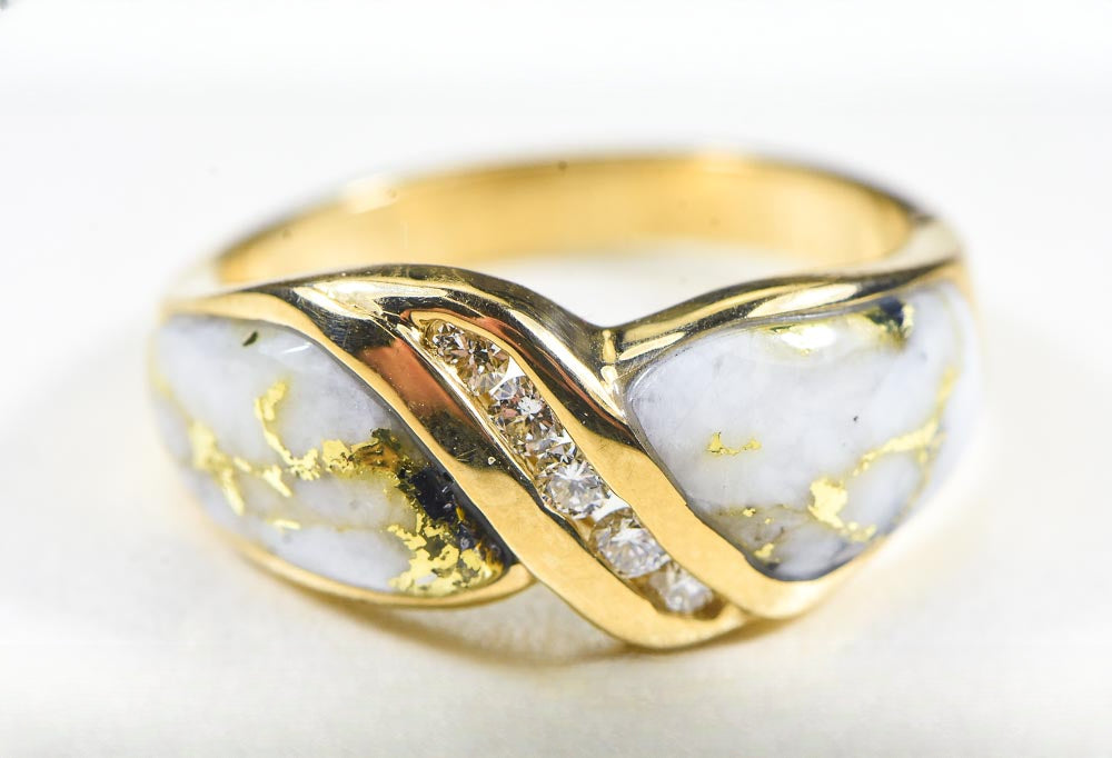 Gold Quartz Ring "Orocal" RL782D15Q Genuine Hand Crafted Jewelry - 14K Gold Casting