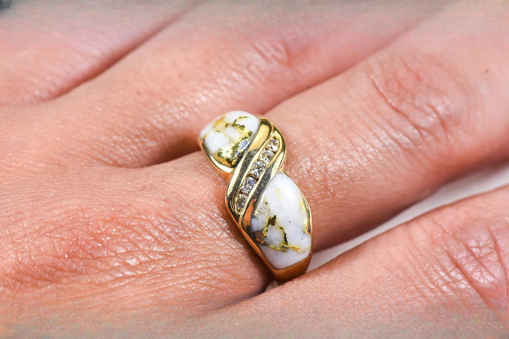 Gold Quartz Ring "Orocal" RL782D15Q Genuine Hand Crafted Jewelry - 14K Gold Casting