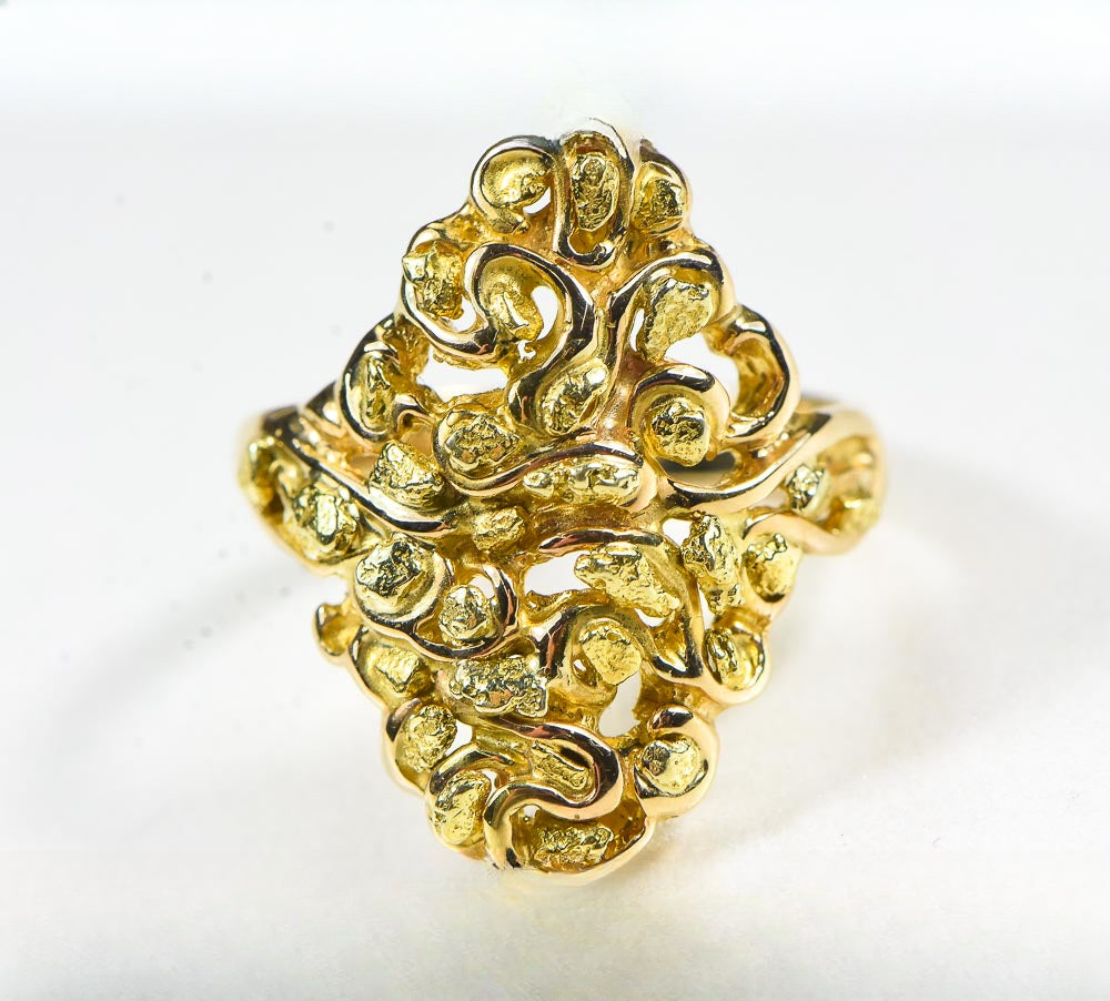 Gold Nugget Women's Ring "Orocal" RL239 Genuine Hand Crafted Jewelry - 14K Gold Casting
