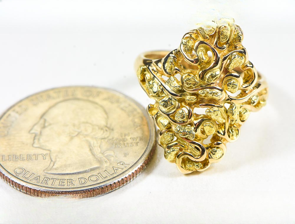 Gold Nugget Women's Ring "Orocal" RL239 Genuine Hand Crafted Jewelry - 14K Gold Casting