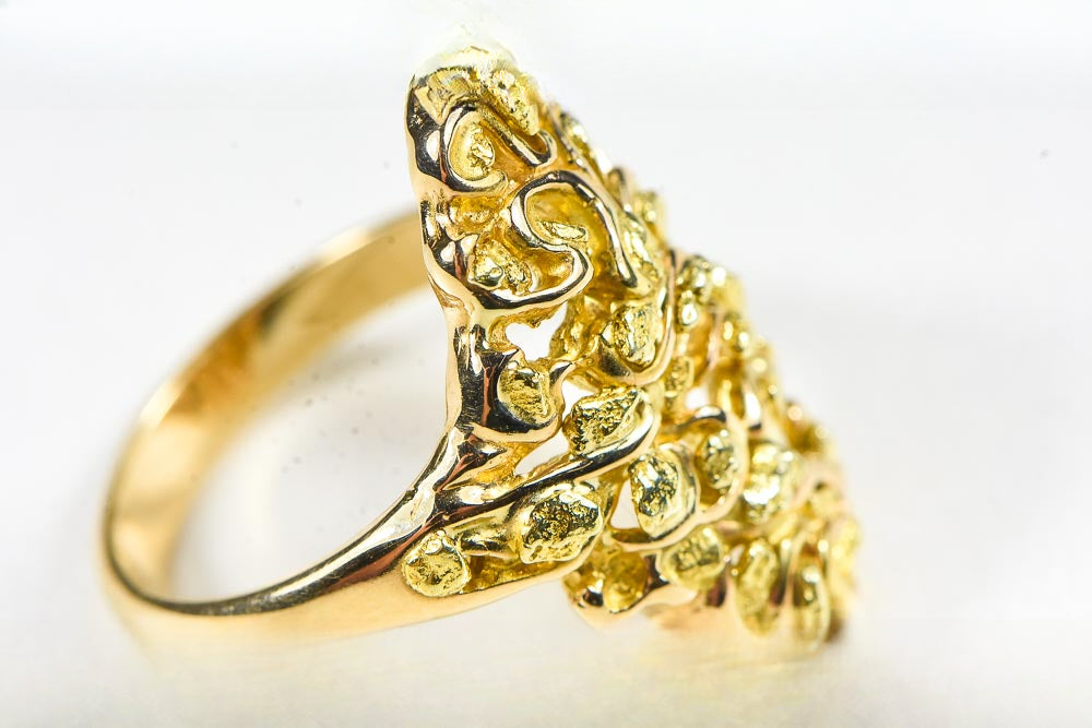 Gold Nugget Women's Ring "Orocal" RL239 Genuine Hand Crafted Jewelry - 14K Gold Casting