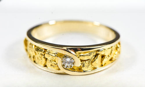 Gold Nugget Women's Ring "Orocal" RL613D10 Genuine Hand Crafted Jewelry - 14K Yellow Gold Casting