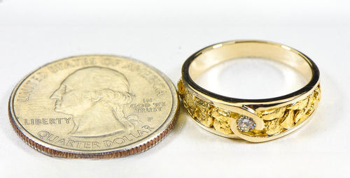 Gold Nugget Women's Ring "Orocal" RL613D10 Genuine Hand Crafted Jewelry - 14K Yellow Gold Casting