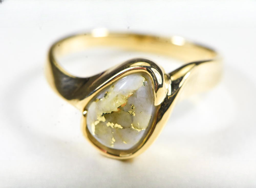 Gold Quartz Ring "Orocal" RL637Q Genuine Hand Crafted Jewelry - 14K Gold Casting
