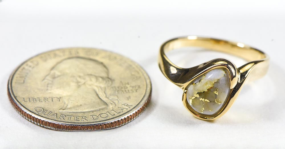 Gold Quartz Ring "Orocal" RL637Q Genuine Hand Crafted Jewelry - 14K Gold Casting