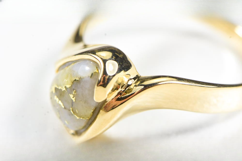 Gold Quartz Ring "Orocal" RL637Q Genuine Hand Crafted Jewelry - 14K Gold Casting