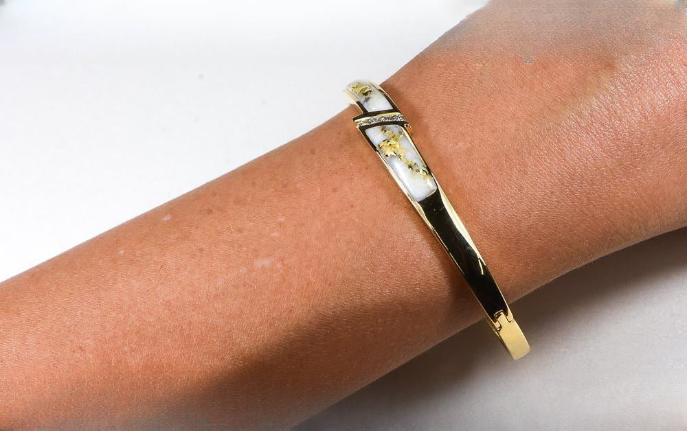 Gold Quartz Bracelet "Orocal" BBDL147DQ Genuine Hand Crafted Jewelry - 14K Gold Casting