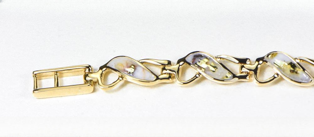 Gold Quartz Bracelet "Orocal" BWB40Q Genuine Hand Crafted Jewelry - 14K Gold Casting