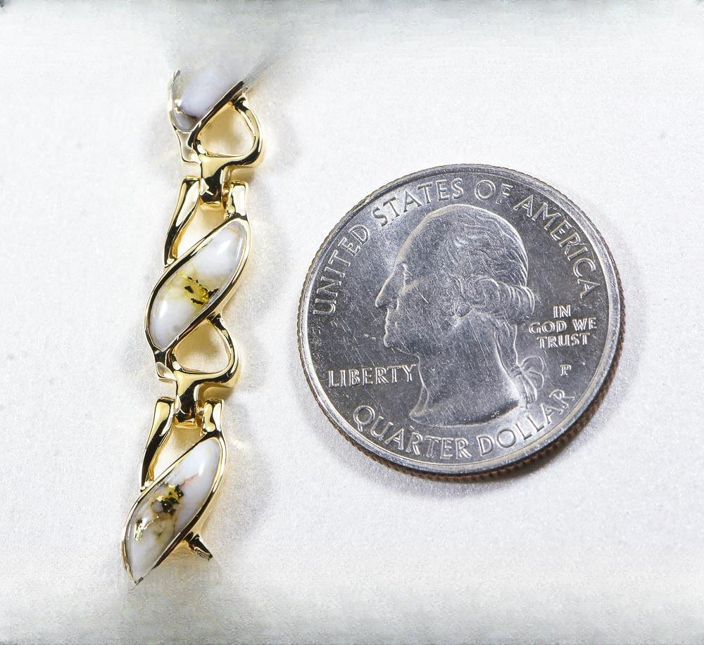 Gold Quartz Bracelet "Orocal" BWB40Q Genuine Hand Crafted Jewelry - 14K Gold Casting