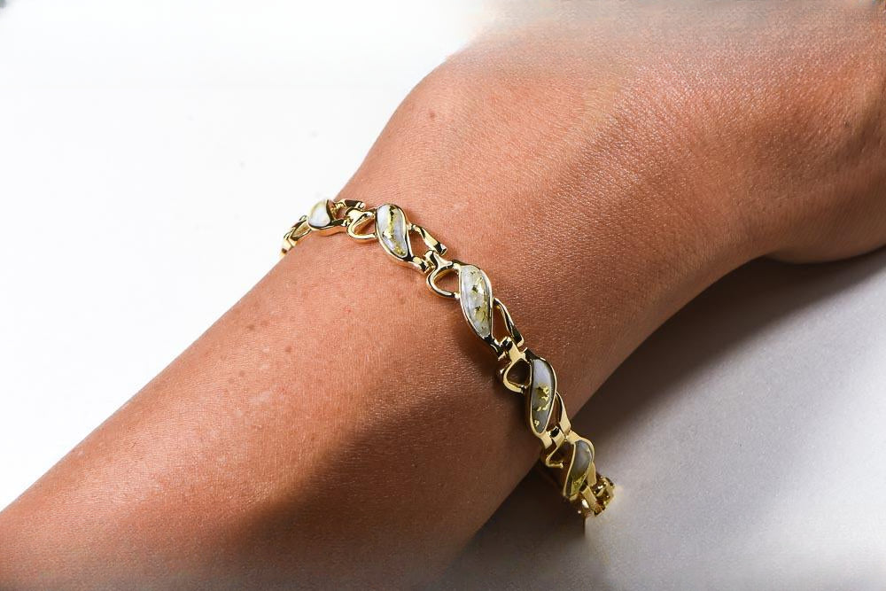 Gold Quartz Bracelet "Orocal" BWB40Q Genuine Hand Crafted Jewelry - 14K Gold Casting